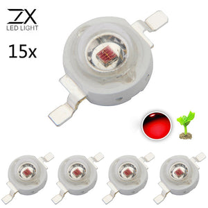 ZX 15pcs 1W 660nm Red Light Plant Growing DIY LED Lamp Chip Garden Greenhouse Seedling Lights