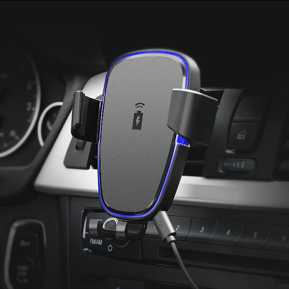 360 Degree Rotation Qi Car Air Vent Wireless Phone Charger Holder Black ABS Stand Mount for IPhone X