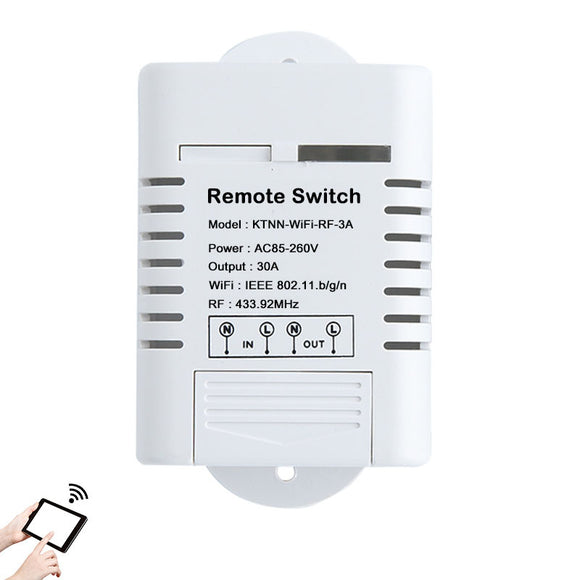 KTNNKG 30A High Power WIFI Relay Switch Receiver 110V-220V Smart Home Gadgets Wireless Light Switch