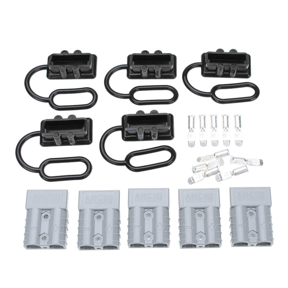 5Pcs 50AMP 600V Battery Quick Connect Anderson Style Power Connector Plug With Dust Cover Caps
