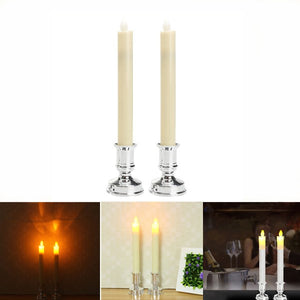 2pcs Battery Powered Electric LED Taper Candle Lamp Simulated Flameless Swing Table Light