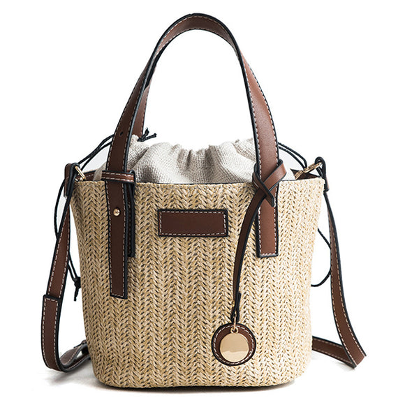 Straw Beach Bag Bucket Bag Handbag Shoulder Bag For Women