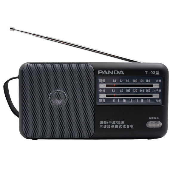 Panda T-03 Radio FM AM SW Three Band Radio Mini Portable Retro Pointer Semiconductor  Radio