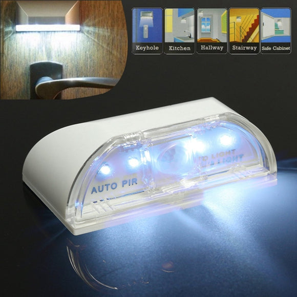 4 LED Auto PIR Key Hole Light Infrared IR Wireless Sensor Motion Detector Lamp