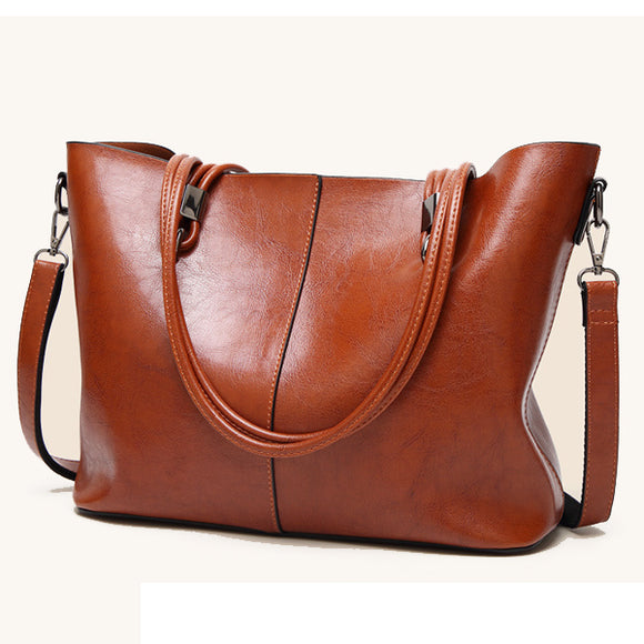 Women Wax Oil Skin Handbag Retro Crossbody Bag Tote Bag