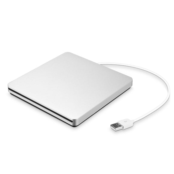 Portable USB 3.0 Silver External DVD-RW Max.24X High-speed Data Transmission for Win XP Win 7 Win 8 Win 10 Mac