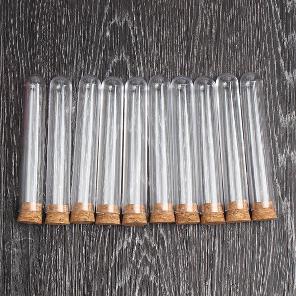 10Pcs 18*100mm Plastic Glass Test Tube With Cork Stopper Medical Lab Supplies