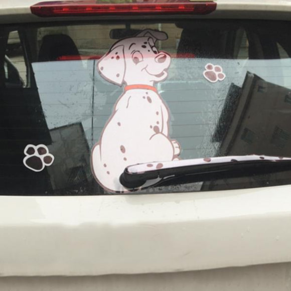 3D Car Stickers Cartoon Dog Moving Tail Rear Window Wiper Reflective Decals