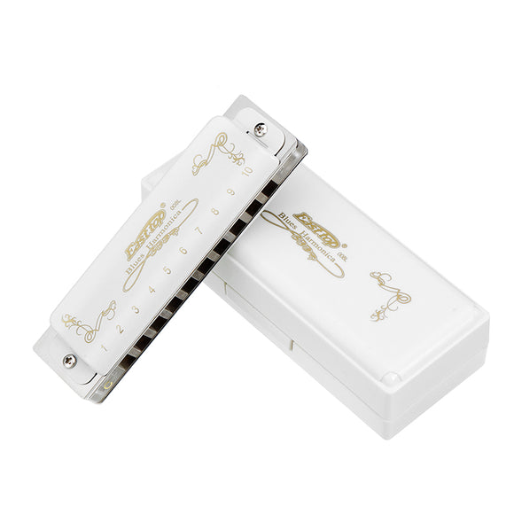 EASTTOP T008L 10 Holes Harmonica Tone C White Color Blues Jazz Folk Music Musical Instrument