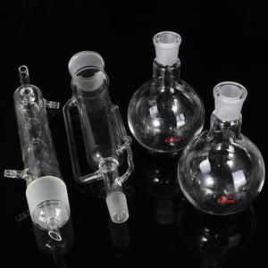 500ml 24/40 Lab Glass Soxhlet Extractor Allhin Condenser Set with 2Pcs Flat Bottom Flask Glassware Kit