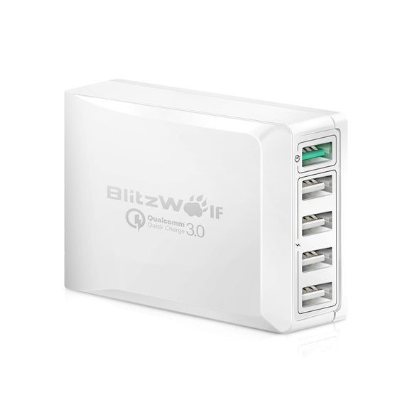 [Qualcomm Certified]BlitzWolf BW-S7 QC3.0 40W 5 USB Desktop Charger Adapter With Power3S Tech