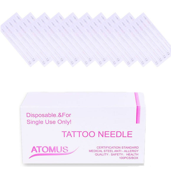 100Pcs Anti Allergy Stainless Steel Sterile Tattoo Needles Disinfected Safety