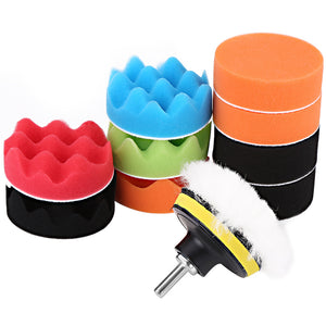 12PCS 3/4/5/6/7 Inch Car Polishing Sponge Pads Kit Polisher Waxing Wollen Buffer Wave Plat Plate Dish Remove Scratches