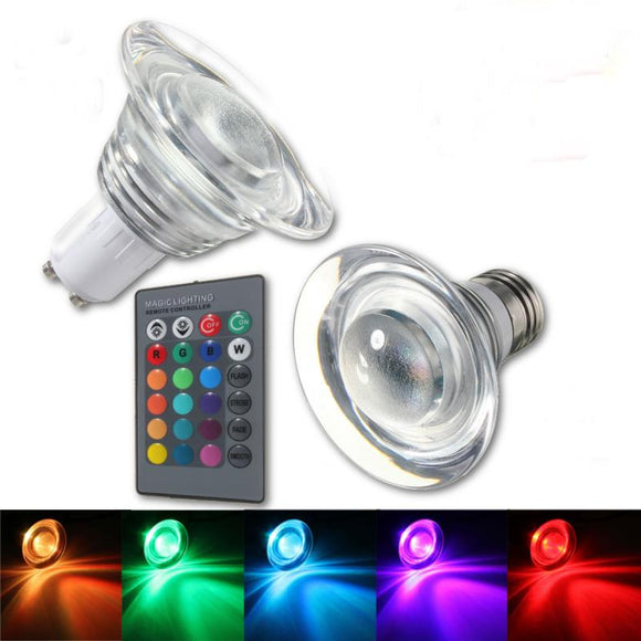E27/GU10 4W Color Changeing RGB LED Magic Bulb Lamp Spotlightt Remote 85-265V