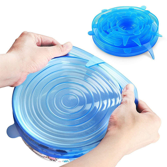 6PCS Reusable Food Cover Fresh Keeping Sealing Stretch Lid Kitchen Storage Container Silicone Lid