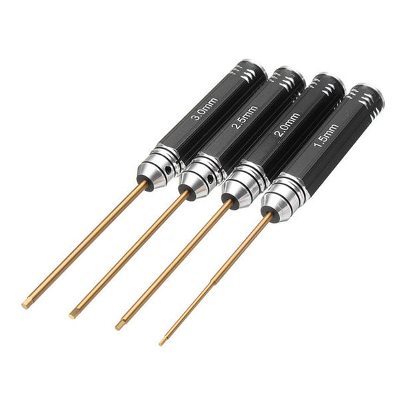 4pcs 1.5/2.0/2.5/3.0mm Hex Screwdriver Bit HSS Titanium Coated Screwdriver