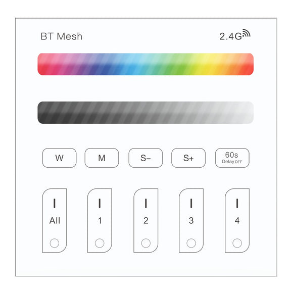 ZJ-TRBM-RGBW-A BT Mesh RGBW Touch Remote Panel Dimmer Controller Work With Amazon Alexa Google Home AC100-240V