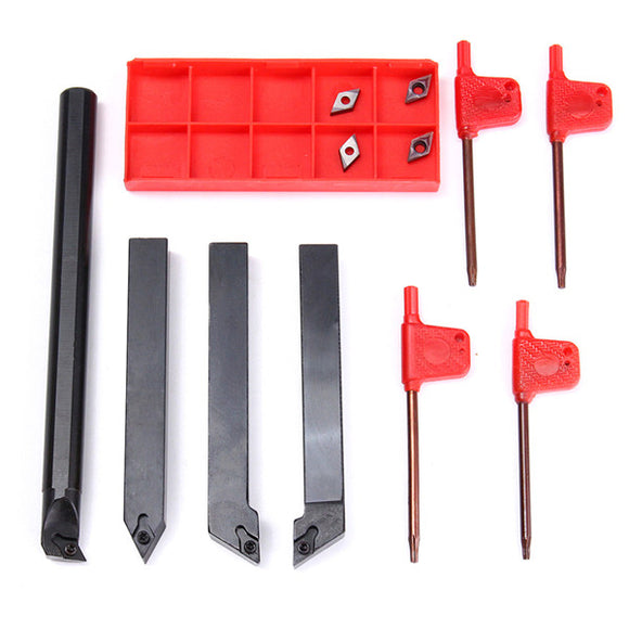 4pcs 12mm Lathe Boring Bar Turning Tool Holder with 4pcs DCMT070204 Carbide Inserts