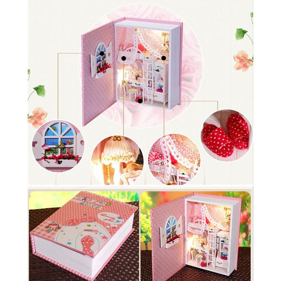 Hoomeda B004 Pink Diary DIY Dollhouse Kit Box Theatre Kids Gift Collection