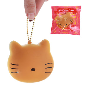 Meistoyland Squishy Cat Kitty Slow Rising Straps Squeeze Toy With Chain Original Packaging