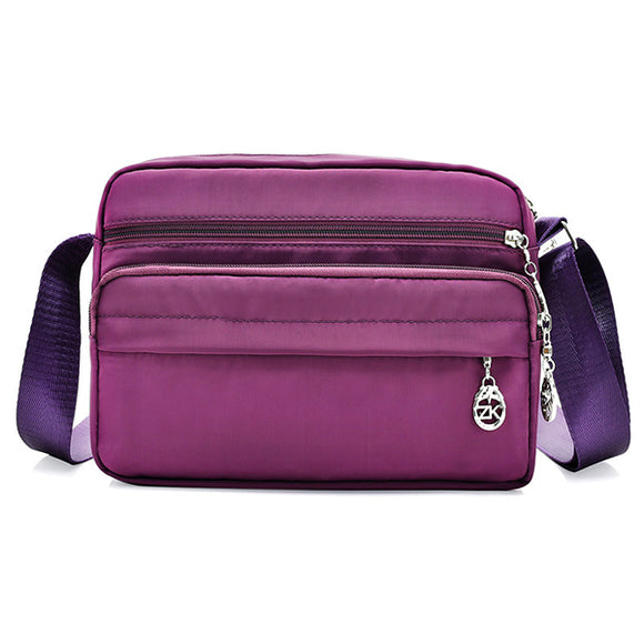 Women Nylon Shoulder Bags Multilayer Zipper Pockets Crossbody Bags Messenger Bags