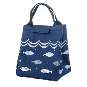 Fish Pattern Oxford Picnic Bag Aluminum Foil Insulation Package Waterproof Cooler Lunch Box Bag