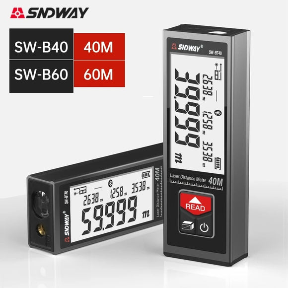SNDWAY 40M 60M  LCD Display Digital Laser Rangefinder Handheld Laser Distance Meter Segment Electronic Laser Tape Measure