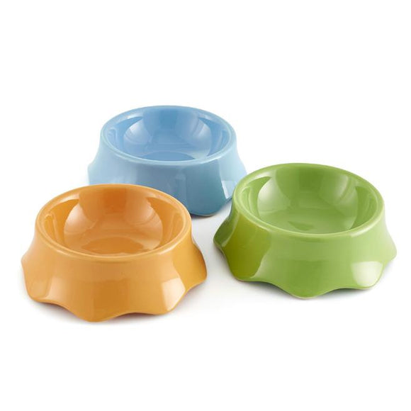 Ceramic Pet Bowl for Food and Water Bowls Pet Feeders Three Colors with Non-Skid Silicone Rim