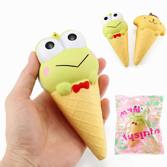 YunXin Squishy Ice Cream Cone Cartoon Frog Pudding Puppy Cute Collection Gift Decor Soft Toy