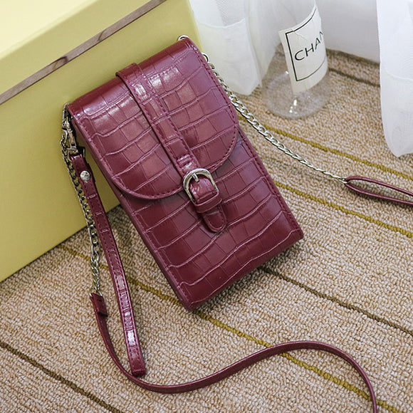 Women Crocodile Pattern Retro Crossbody Bags Shoulder Bags Phone Bags