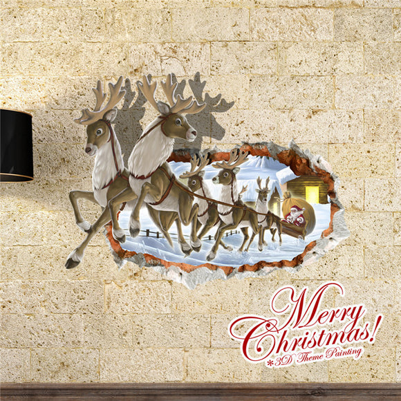3D Christmas Reindeer Santa Claus PAG STICKER Wall Decals Sticker Home Wall Decor Gift