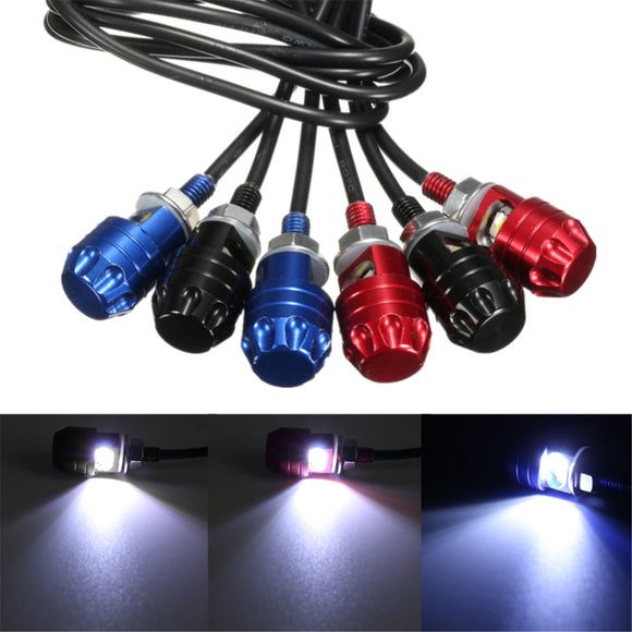 12V Motorcycle Car White LED License Plate Light Screw Bolt-On Lamp