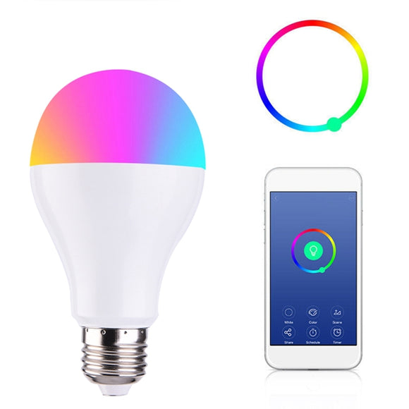 E27 7W WiFi RGBW 600LM LED Smart Light Bulb for Echo Alexa Google Home AC85-265V