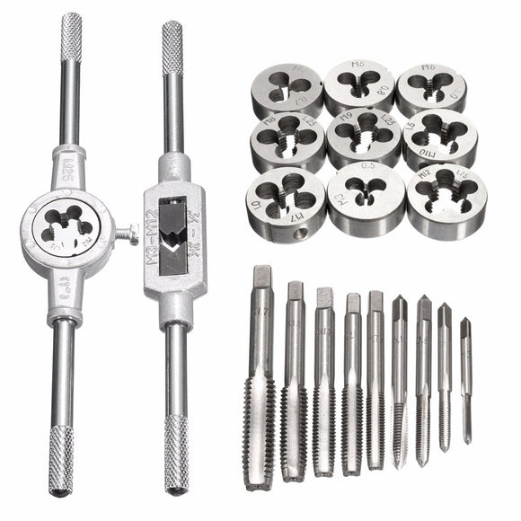 20pcs M3-M12 Metric Tap Wrench and Die Set Plugs Screw Taps & Tap wrench & Die Wrench Set