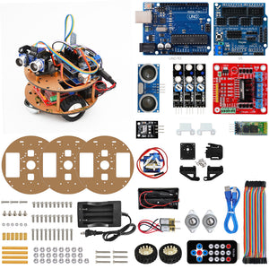 Double Layer Round Plate Smart Robot Car with bluetooth Wireless Control Learning Kit for Arduino