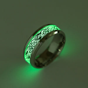 Fashion Luminous Stainless Steel Finger Ring Dragon Pattern Punk Gift for Men