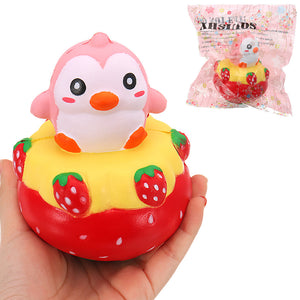 NO NO Squishy Strawberry Penguin 13*11CM Slow Rising With Packaging Collection Gift Soft Toy