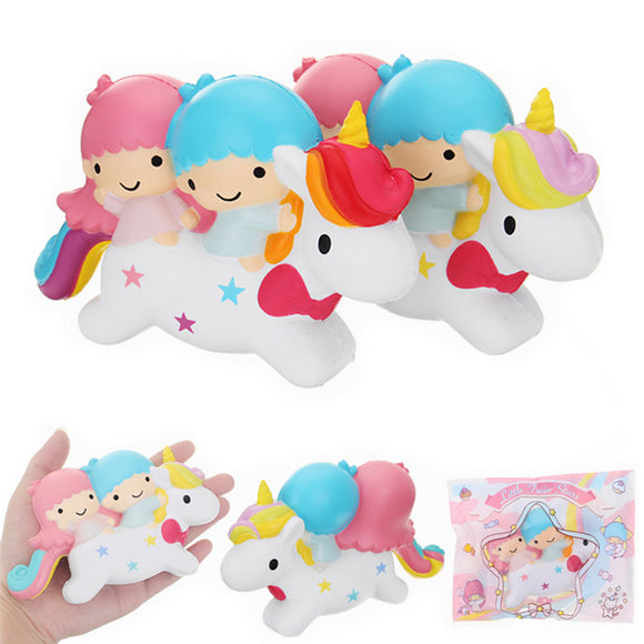 Angie Squishy Little Twin Stars Angel Unicorn Slow Rising Original Packaging Collection Gift Toy