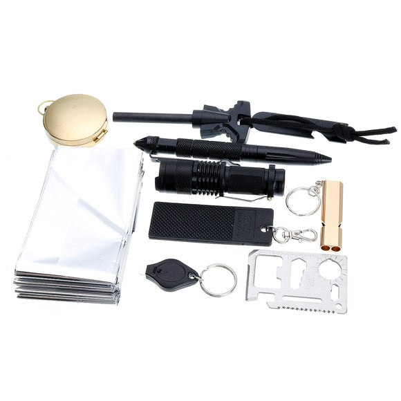 Emergency SOS Survival Tools Kit Survival Gear Kit With Umbrella Rope Compass Whistle Carabiner