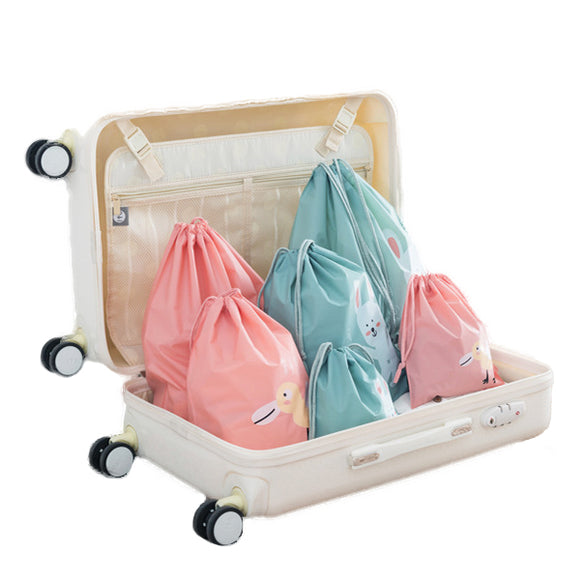 IPRee 3 Pcs Storage Bundle Bags Waterproof Drawstring Clothing Packing Cartoon Cute Outdoor Travel