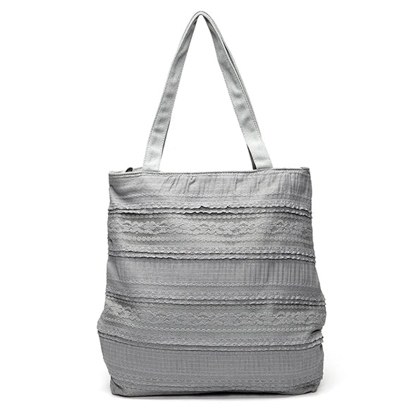 Women Soft Canvas Large Capacity Handbags Casual Daily Shopping Shoulder Bag 3Colors