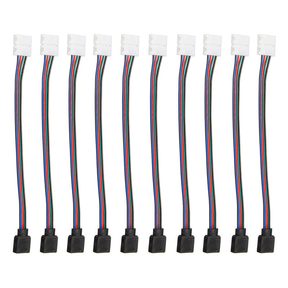 10 PCS 4 Pin 10MM Connector Wire Female Cable For SMD3528/5050 Non-Waterproof RGB LED Strip Light