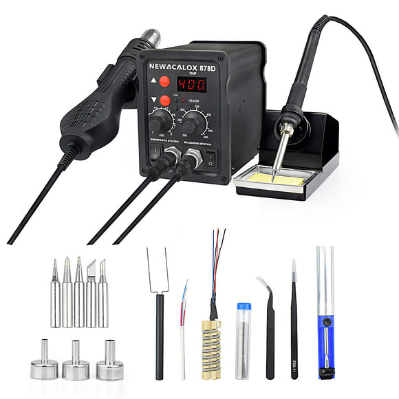 NEWACALOX 878D 700W Desoldering Hot Air BGA Rework Soldering Station Electric Soldering Iron Kit DIY Welding Tools