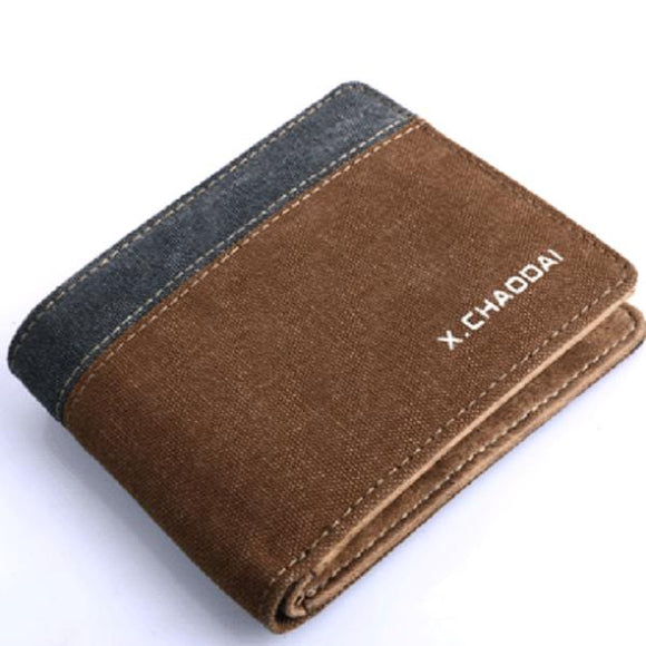 Men Pu And Canvas Horizontal Wallet Casual Coin Holder