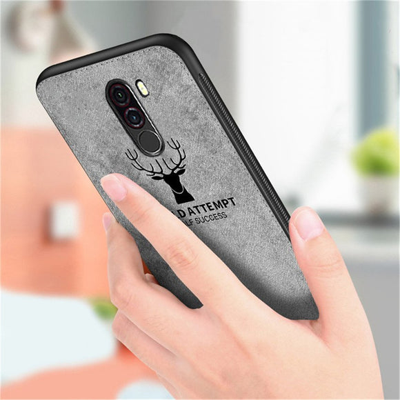 Bakeey Deer Pattern Shockproof Cloth + Soft TPU Back Cover Protective Case for Xiaomi Pocophone F1