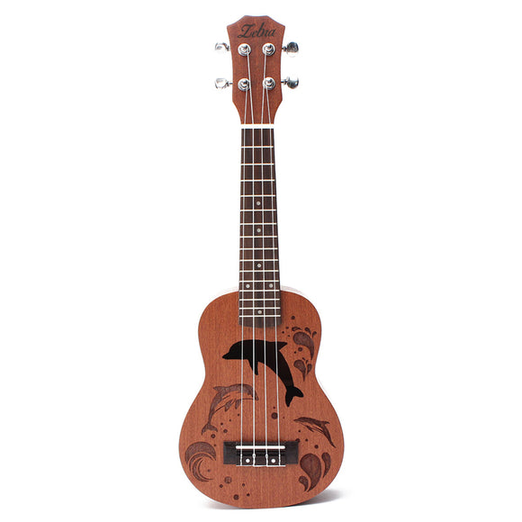 Zebra 21 Soprano Ukulele Sapele 15 Frets Musical Instrument Dolphin