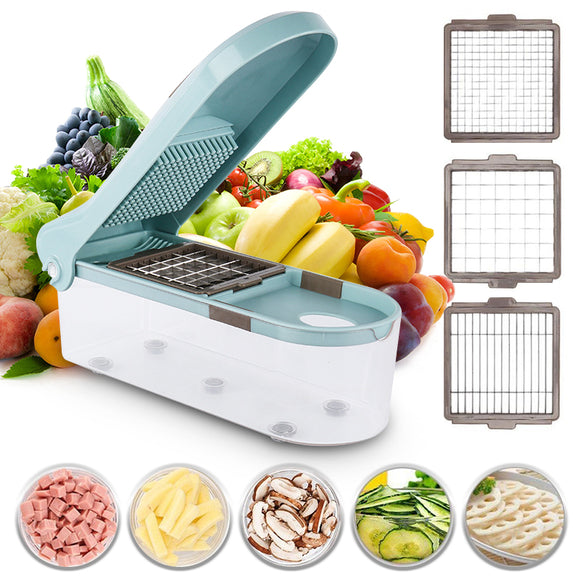 Multifunctional Vegetable Cutter Food Chopper Adjustable Slicer With 3 Blades Kitchen Tool
