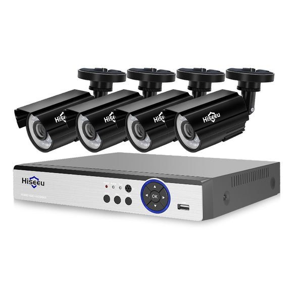 Hiseeu 4PCS 4MP Outdoor CCTV Camera System 8CH AHD DVR Video Security Surveillance System Kit