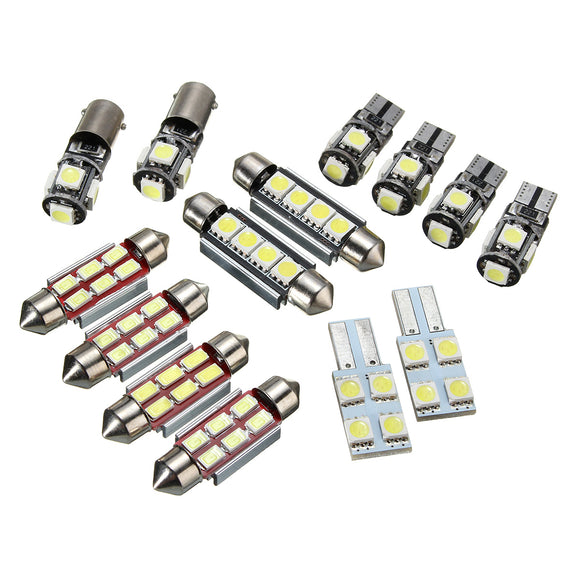 14Pcs T5 Car LED Interior Reading Lights Festoon Dome Bulb Kit White Replacement for VW