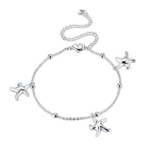 Women Jewelry Silver Plated Anklet Starfish Pendant Metal Ankle Bracelet
